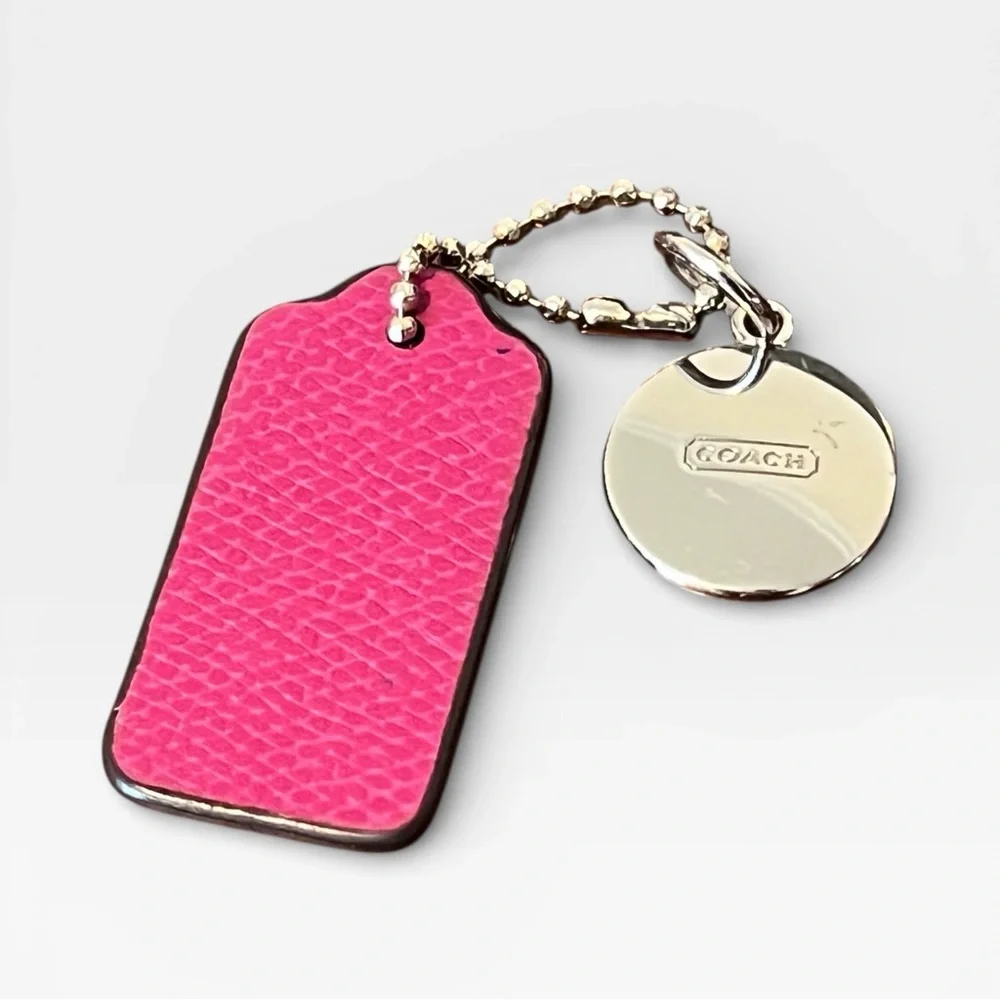 Authentic Coach Bundle Fuchsia Hot Pink and Silver Medallion Handbag Tag